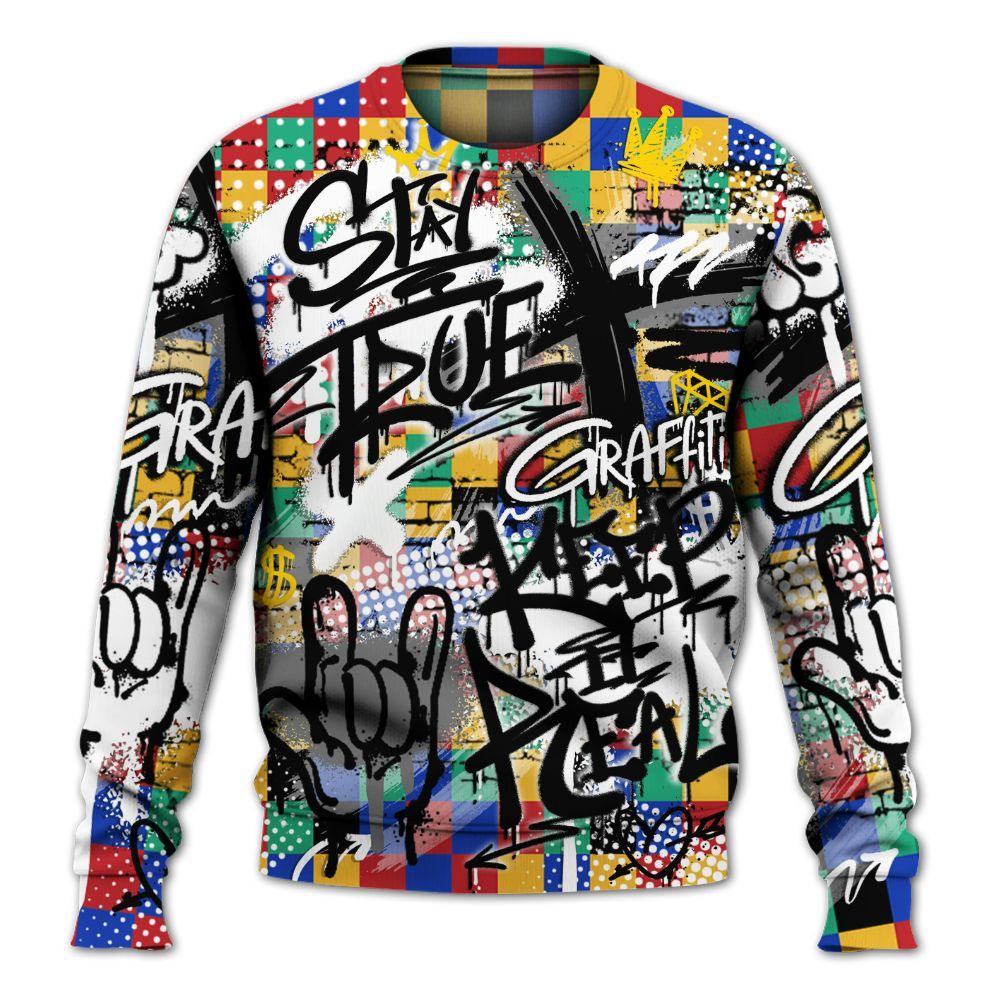 Sweatshirt To Match Air Rainbow Weave - True It Real Graffiti Streetwear All Over Print