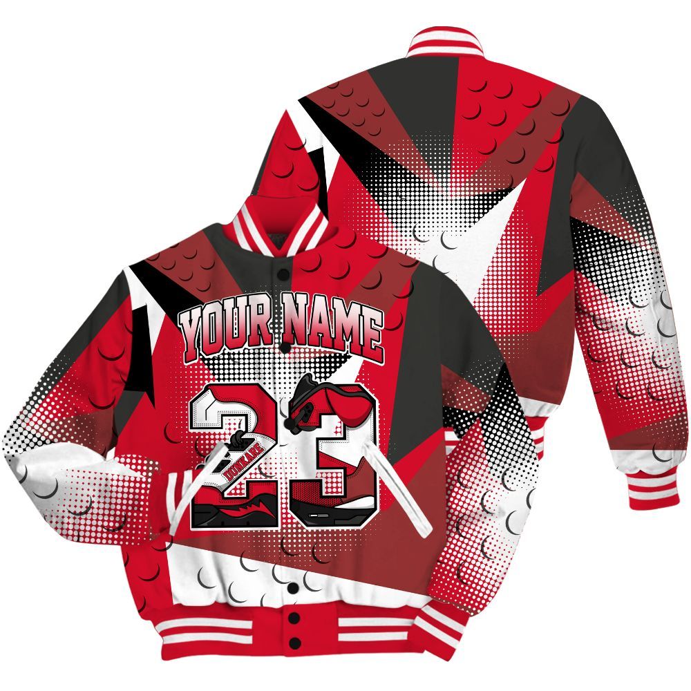 Varsity Jacket To Match Air Max Sunder Gore Tex Fire Red Shirt, Poly Custom Name Number 23 5s All Over Print
