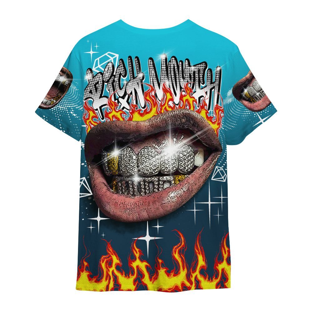 Shirt To Match Air Navy Baltic Blue - Rich Mouth Fire Rap Retro 90s All Over Print