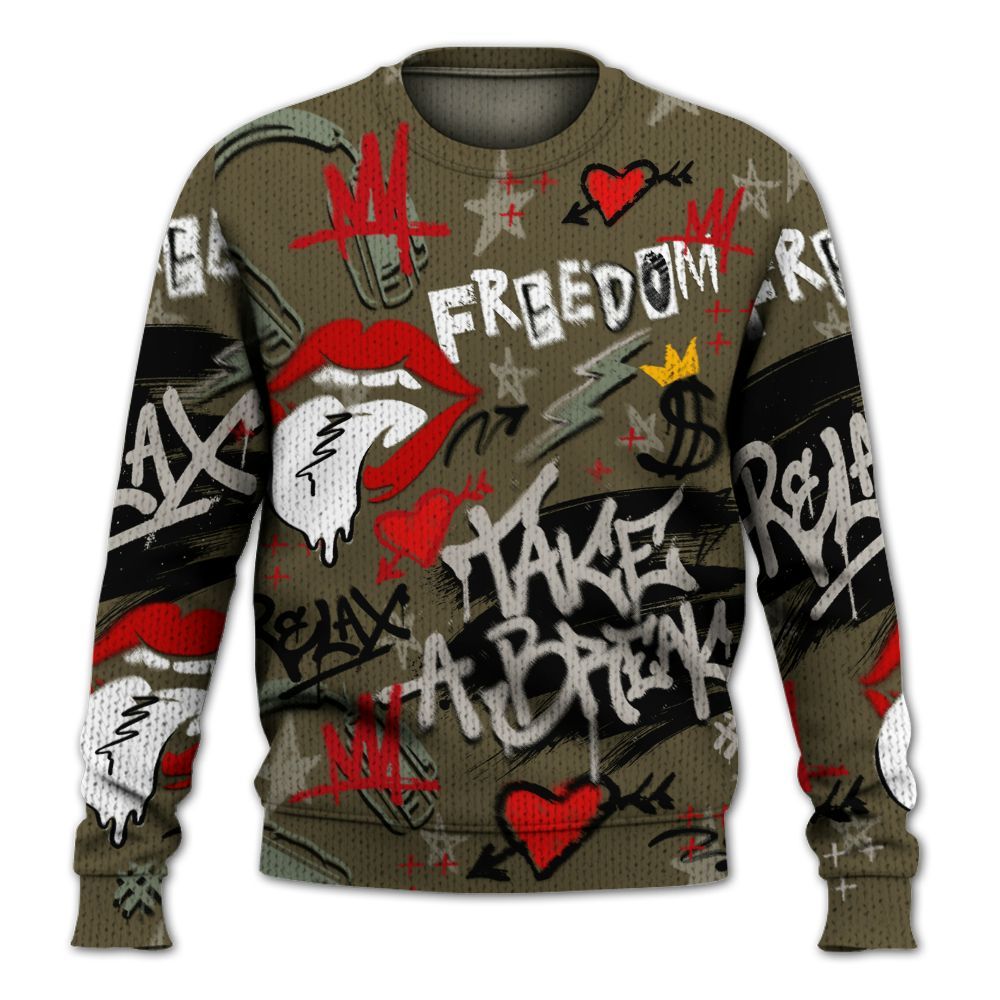 Knitted Sweater To Match Dunk Low Year Of The Snake - Take Break Freedom Graffiti Streetwear