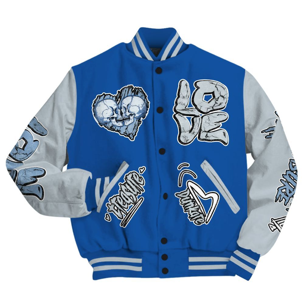 Varsity Jacket To Match Low Space Royal 11s - Skull Bear All Over Print