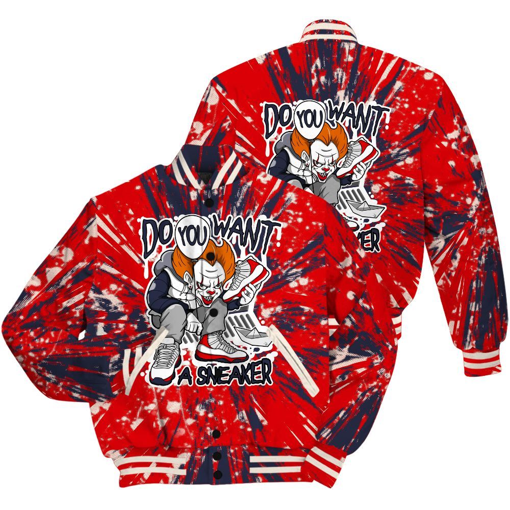 Varsity Jacket To Match Low OG Howard University 1s Shirt - Clown Scary Sneakers Graphic Halloween All Over Print