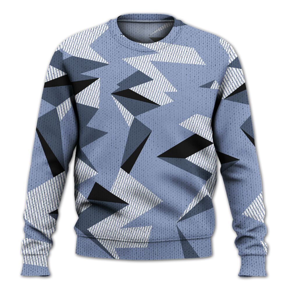 Knitted Sweater To Match Retro Blue Grey 13s - Geometric Camouflage Pattern