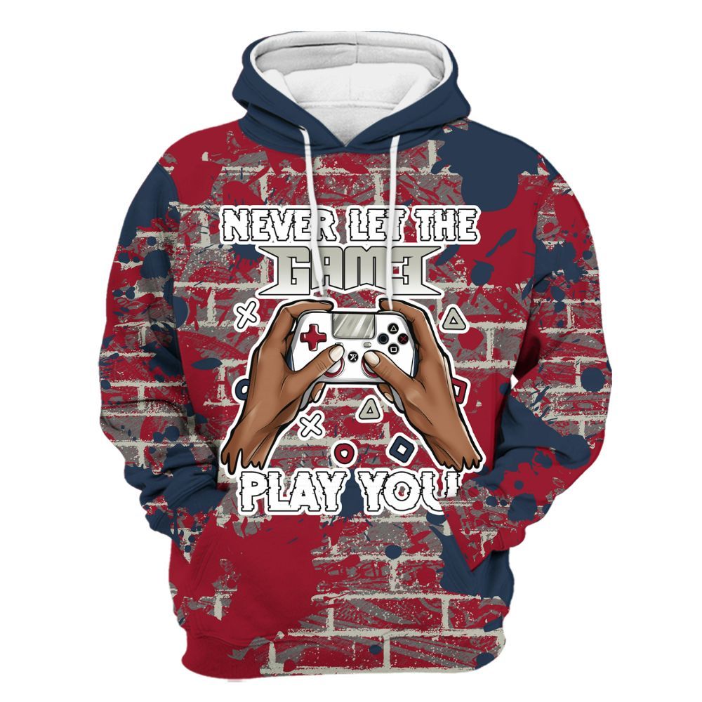 Hoodie To Match White Midnight Navy 6s - PlayGame Human Brick All Over Print