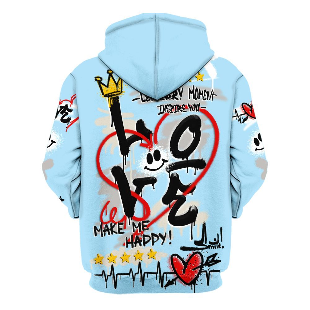 Hoodie To Match Retro SoleFly 13s - Happy Love Beats Graffiti Streetwear All Over Print