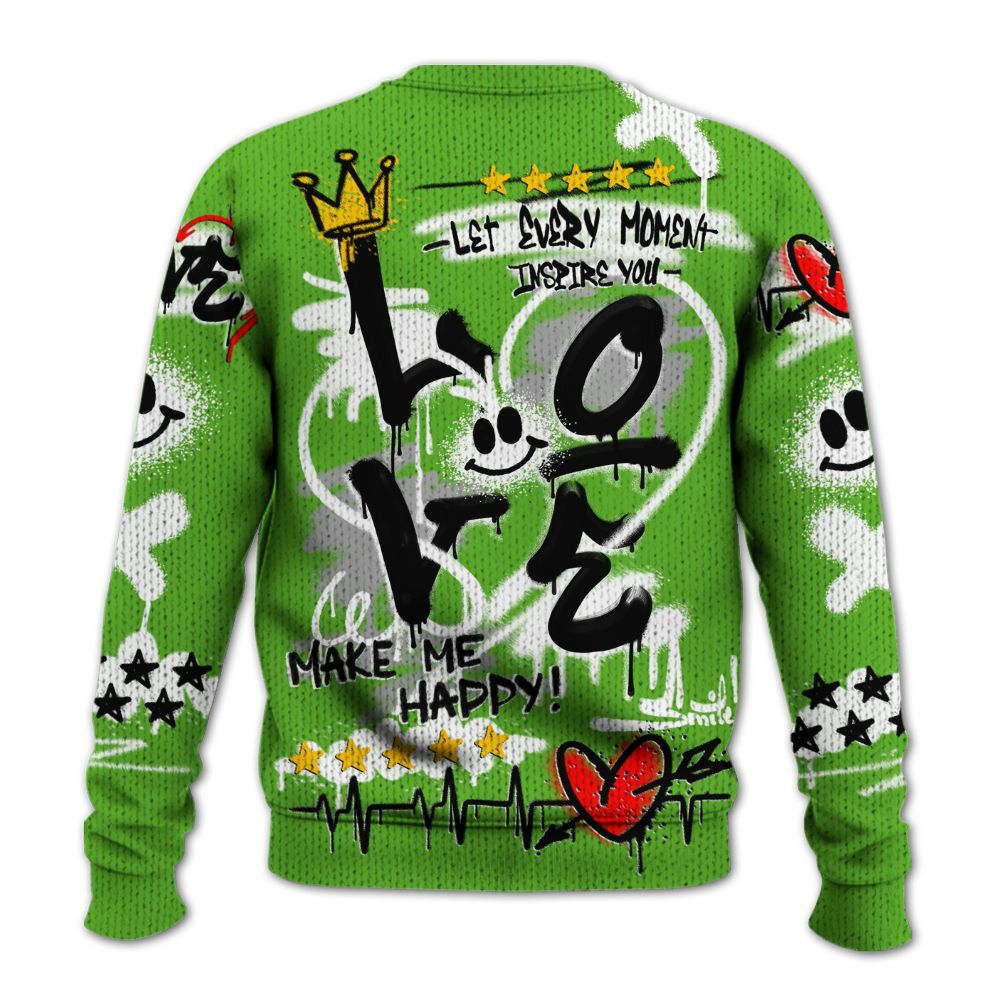 Knitted Sweater To Match Air Foamposite One Volt - Happy Love Beats Graffiti Streetwear
