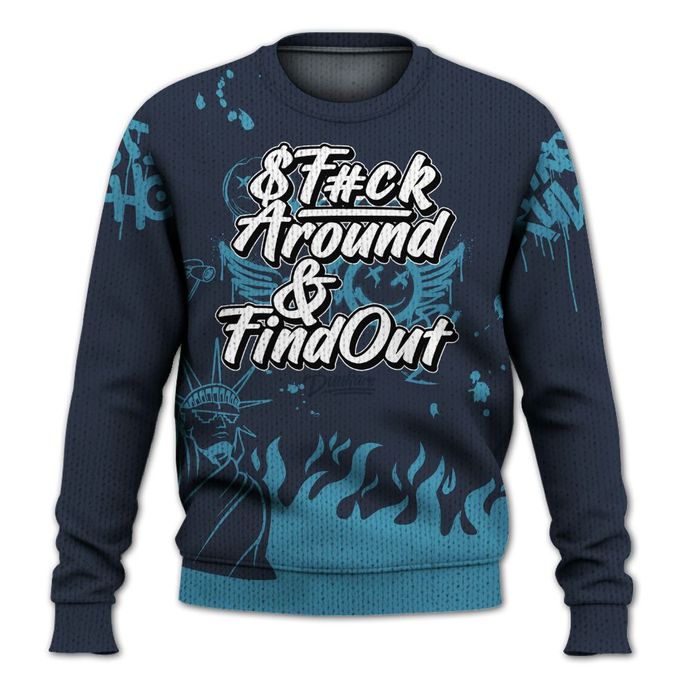 Knitted Sweater To Match Retro Obsidian 13s - Graphic Fck Around Find Out