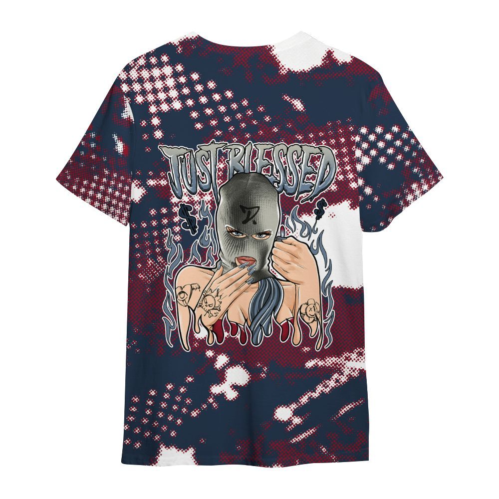 Shirt To Match Navy Blue 2024 6s - Blessed!! Smoke Dot All Over Print