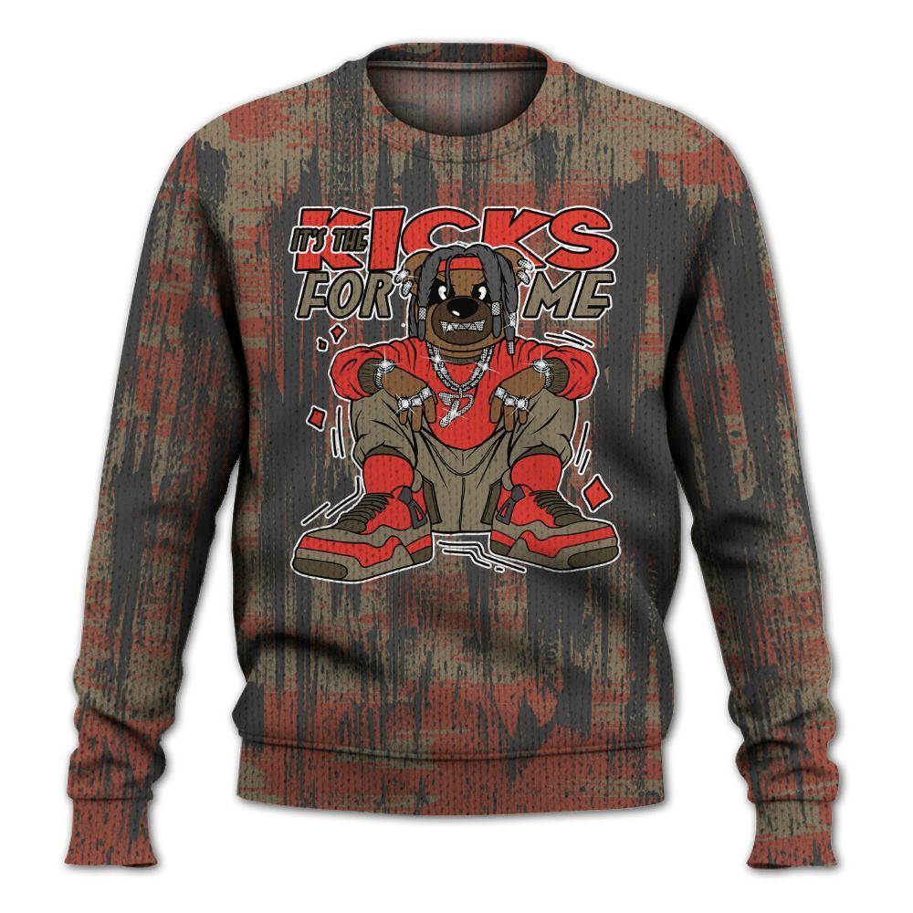 Knitted Sweater To Match Olive 9s - Sneakers Bear Glitch Art