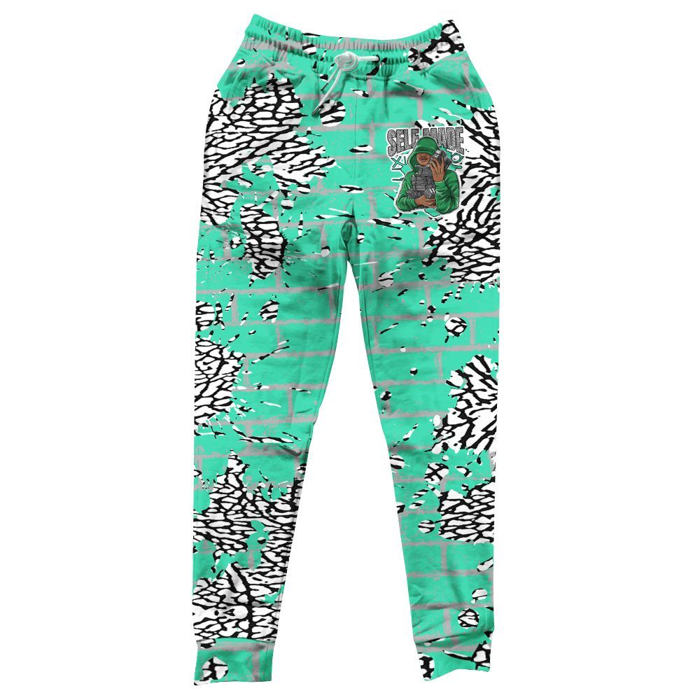 Sweatpant To Match Black Green Glow 3s - Selfmade Unique All Over Print