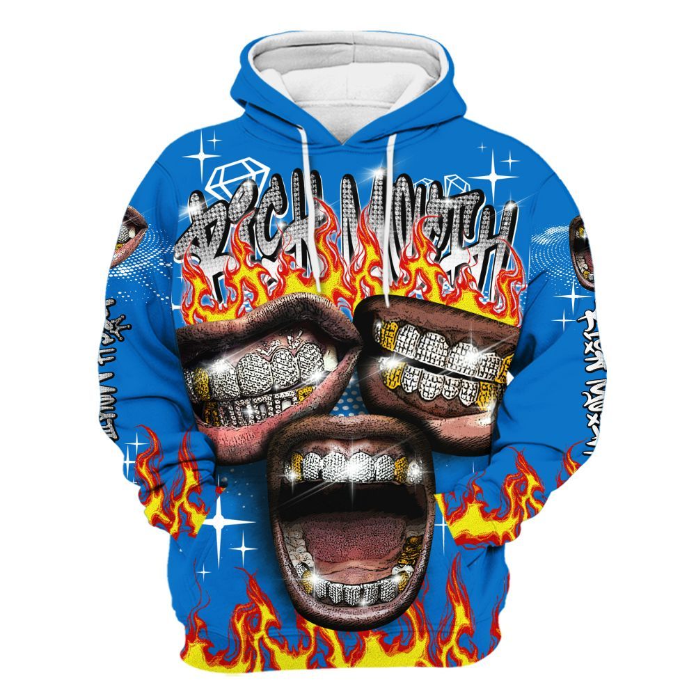 Hoodie To Match Low Game Royal 1s - Rich Mouth Fire Rap Retro 90s All Over Print