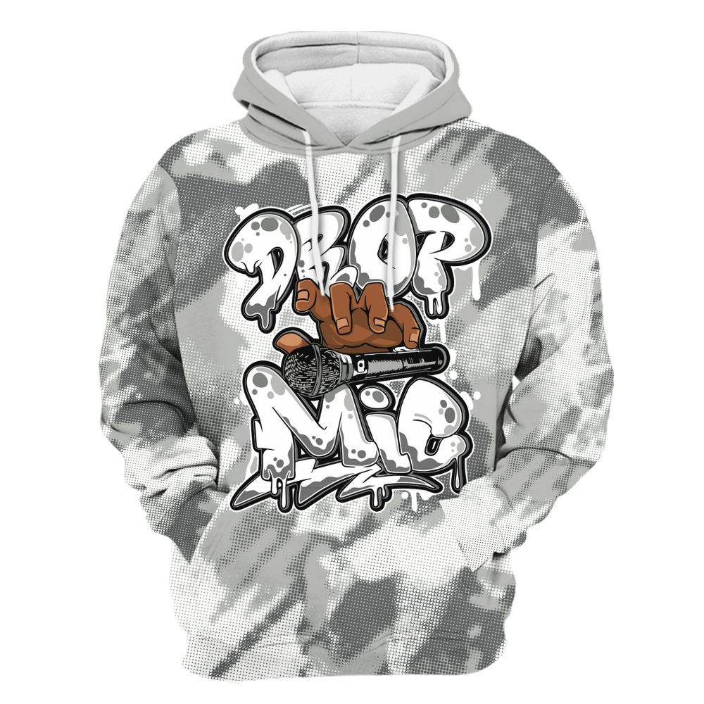 Hoodie To Match Paris Cement Grey 4s - Drop Mic Abstract All Over Print