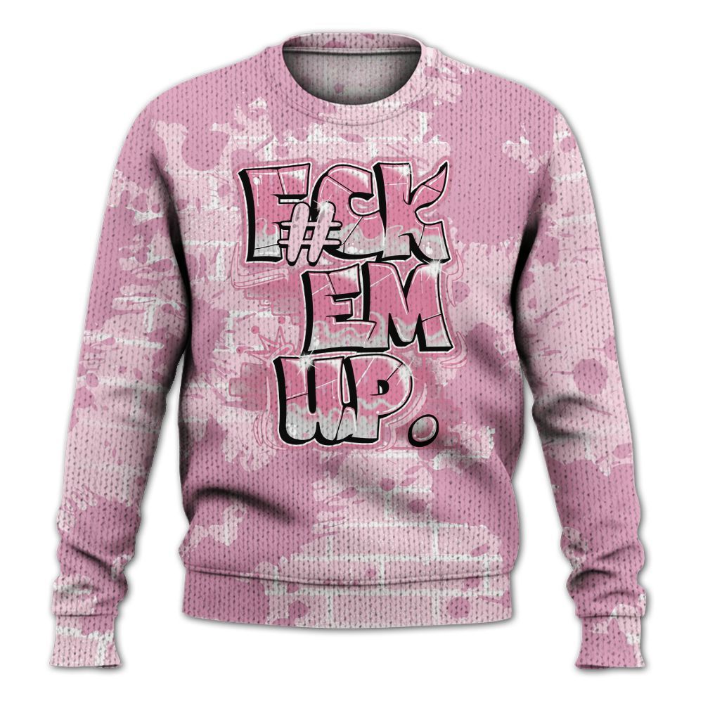 Knitted Sweater To Match Orchid 4s - F#ck Em Graphic Brick Art