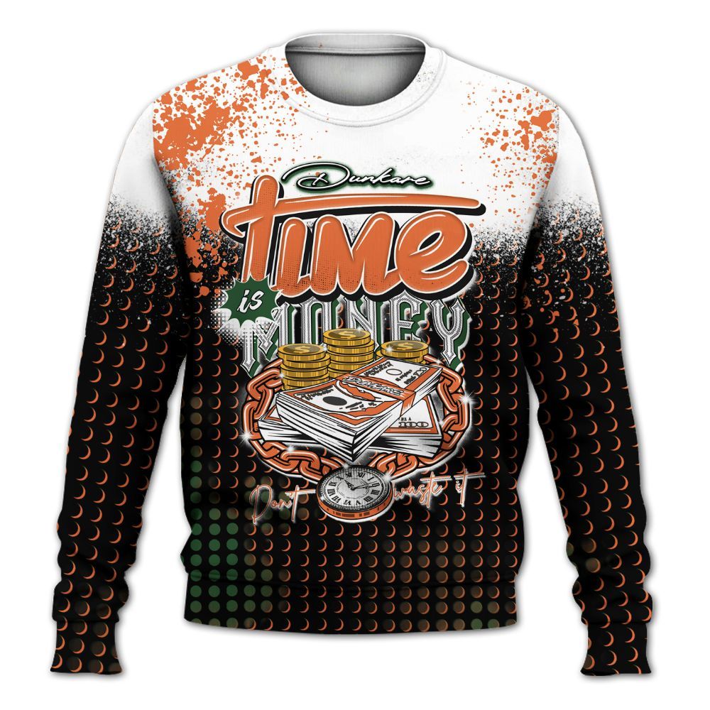 Sweatshirt To Match Low Miami 5s - Halftone Time Is Money All Over Print
