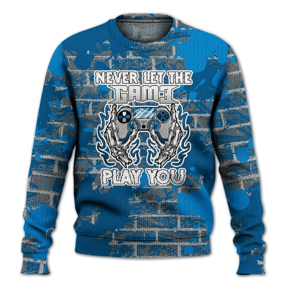 Knitted Sweater To Match Industrial Blue 4s - PlayGame Skull Brick