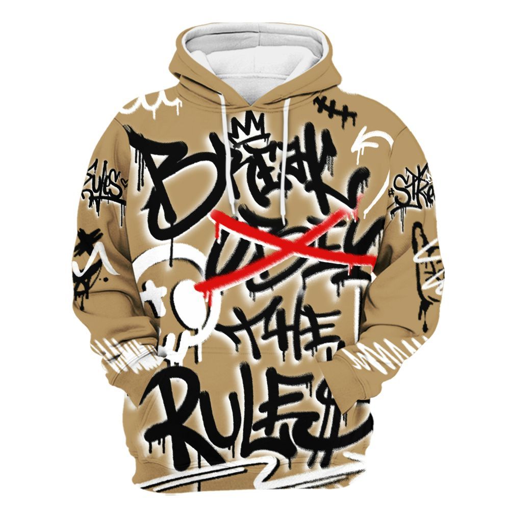 Hoodie To Match High OG Black Metallic Gold 1s - Break Rules Streetwear All Over Print