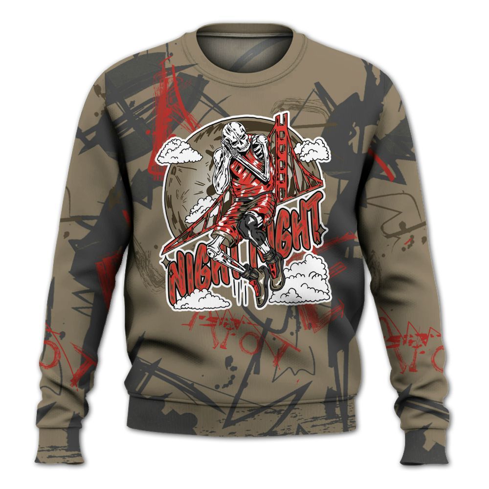 Sweatshirt To Match Olive 9s - Seeya Skeleton Messyz All Over Print