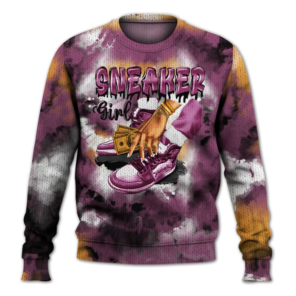 Knitted Sweater To Match High OG Brotherhood 1s - SNEAKER Girl Money Drip Tie Dye