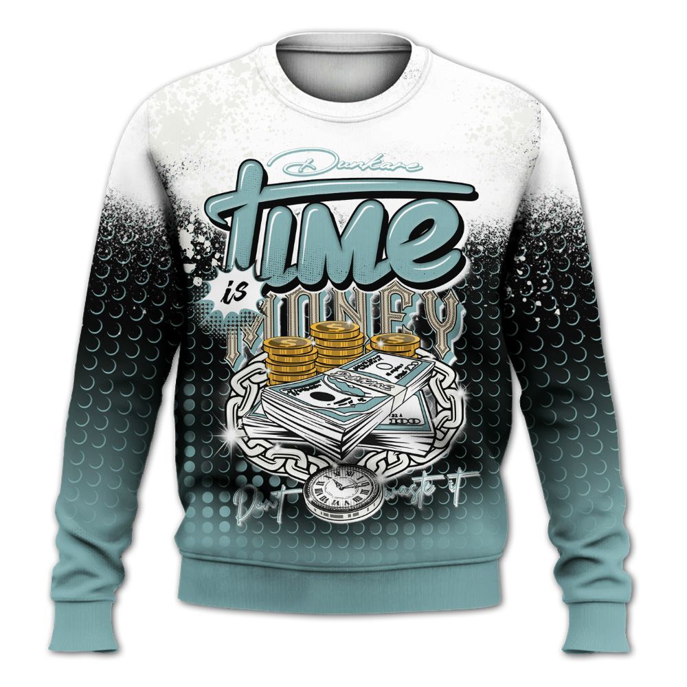 Sweatshirt To Match Dunk Low Glacier Blue Pale Ivory - Halftone Time Is Money All Over Print