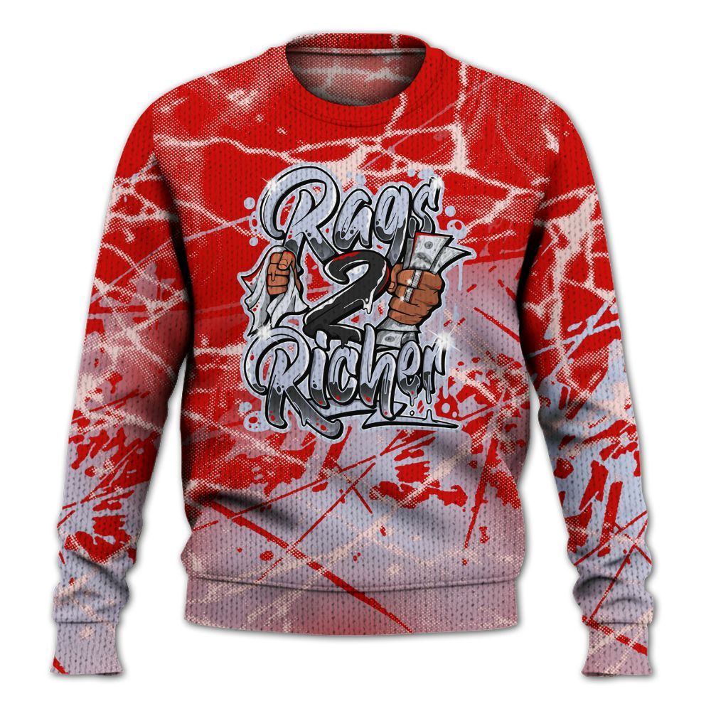 Knitted Sweater To Match Fire Red 6s - Rag 2 Rich Graphic