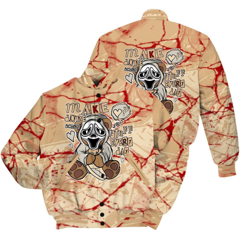 Varsity Jacket To Match Dunk Low Strawberry Waffle Shirt - Make Dopes Bear Profound All Over Print