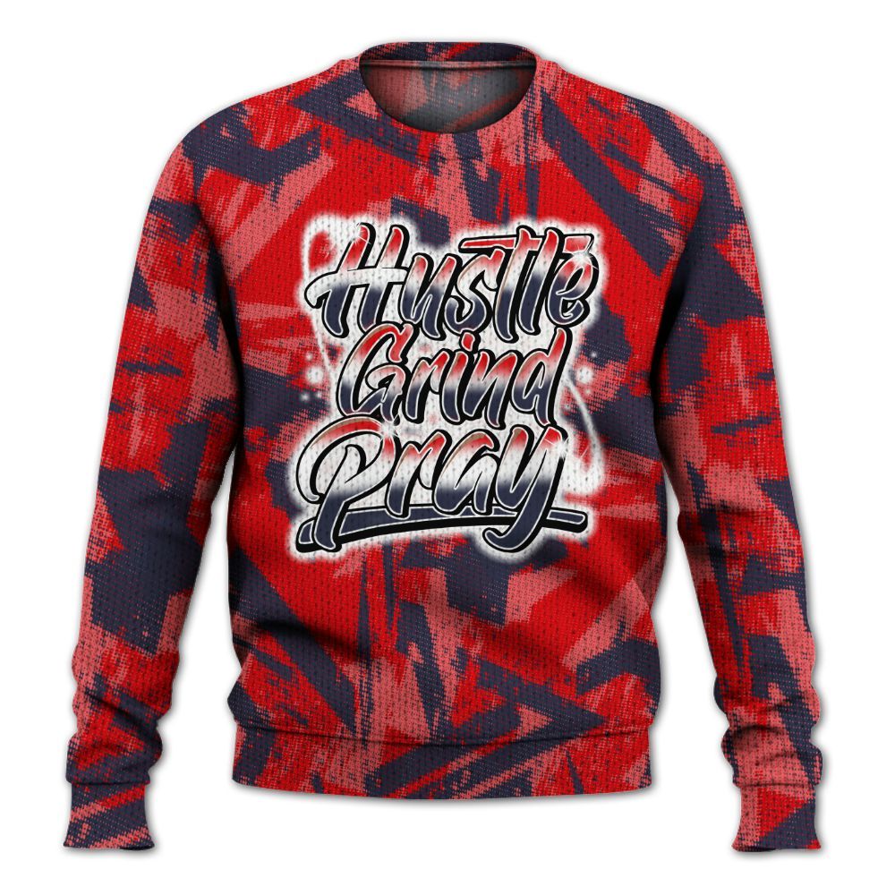 Knitted Sweater To Match Low OG Howard Bison 1s - Hustles And Prayer Graphic Halftone