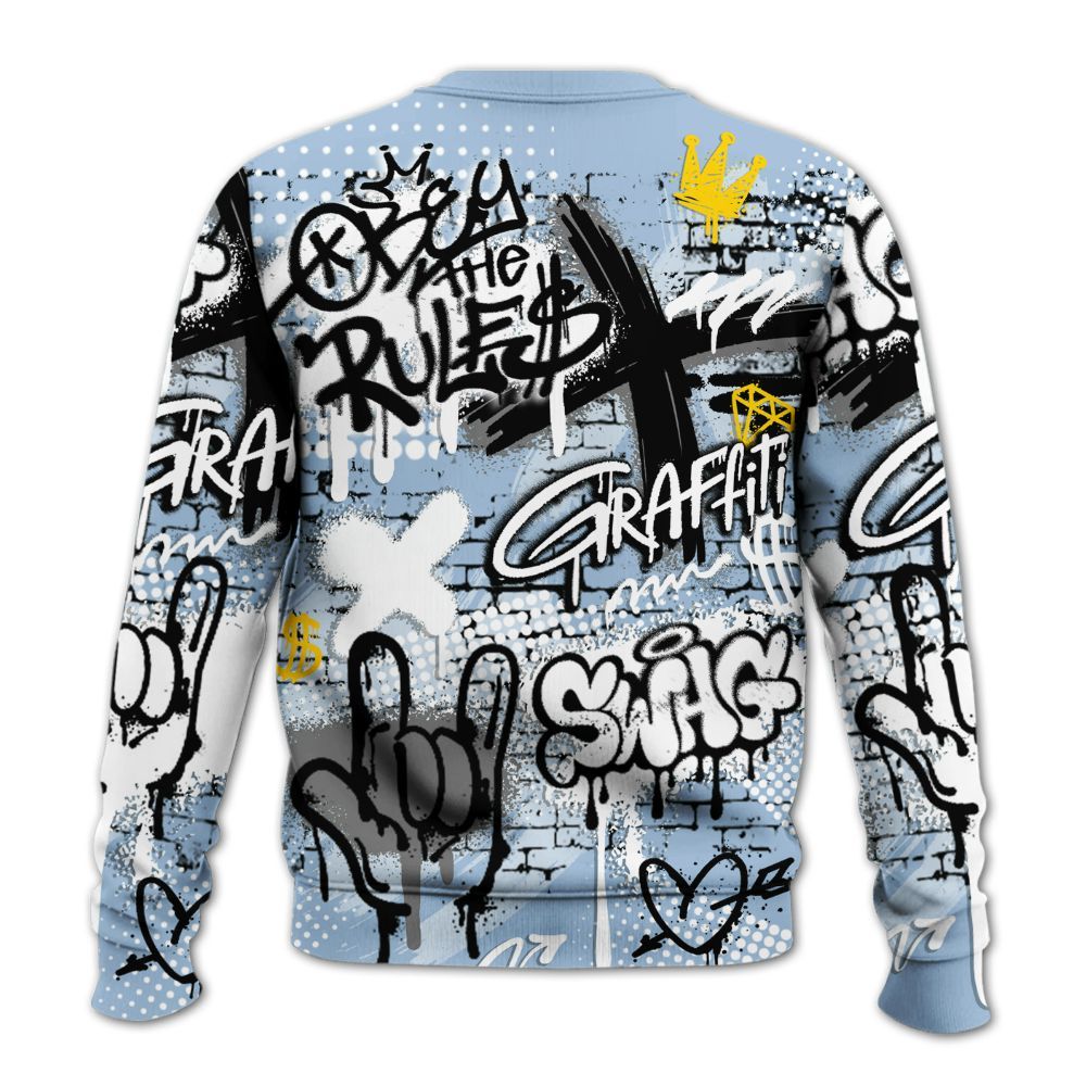 Sweatshirt To Match High University Blue 1s - True It Real Graffiti Streetwear All Over Print
