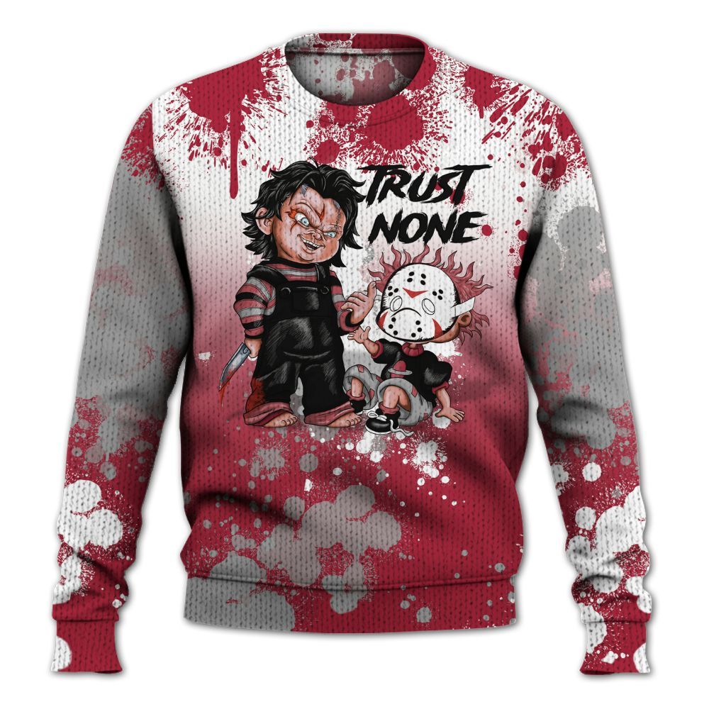 Knitted Sweater To Match High OG Chicago Shadow 1s - Trust No One Scary