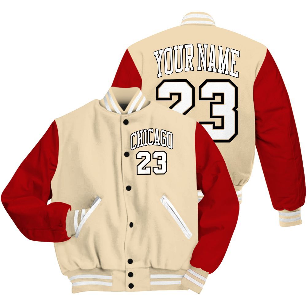 Varsity Jacket To Match Dunk Low Strawberry Waffle - Custom Name Chicago 23 All Over Print