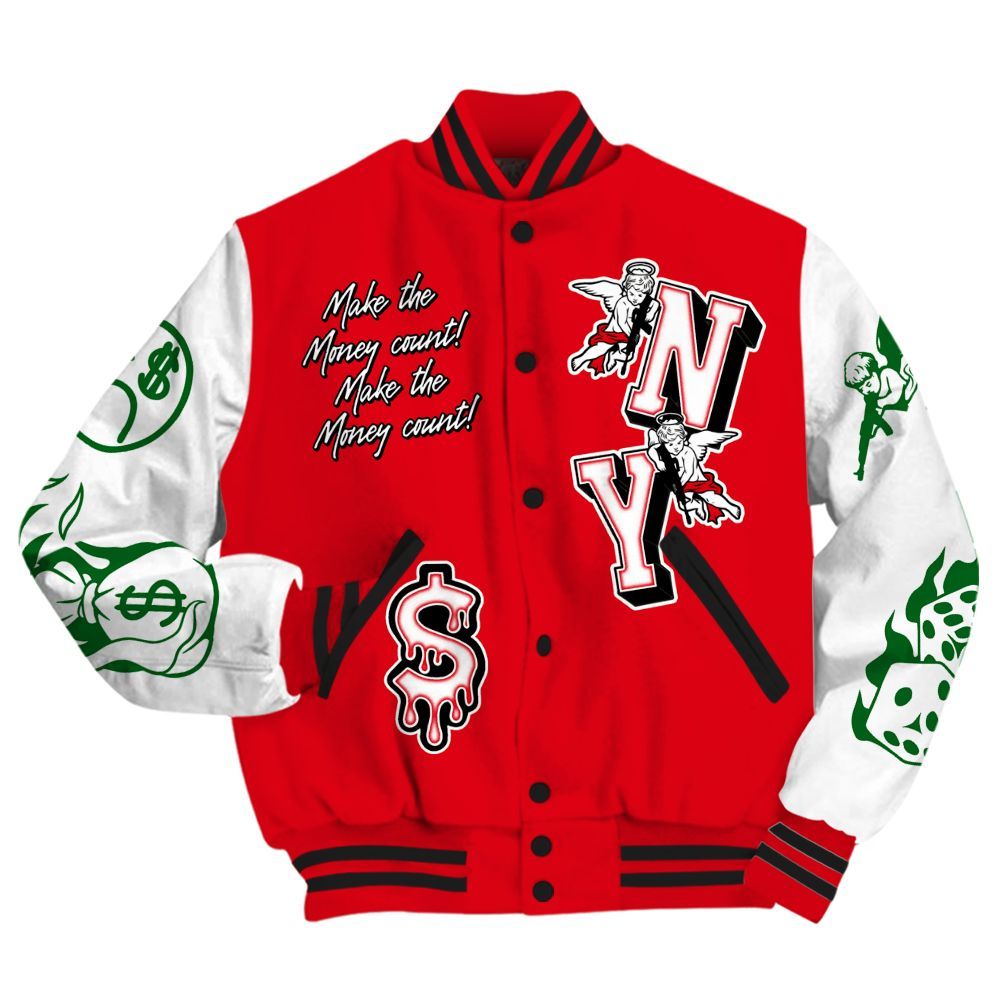 Varsity Jacket To Match Chicago 13s - Paid In Full Money Graphic Varsity Jacket All Over Print