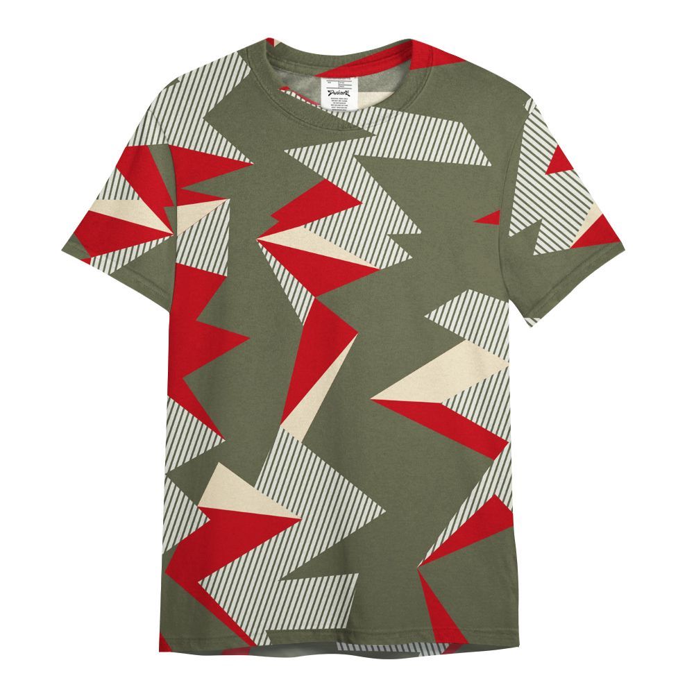 Shirt To Match Travis Scott Low OG Medium Olive 1s - Geometric Camouflage Pattern All Over Print