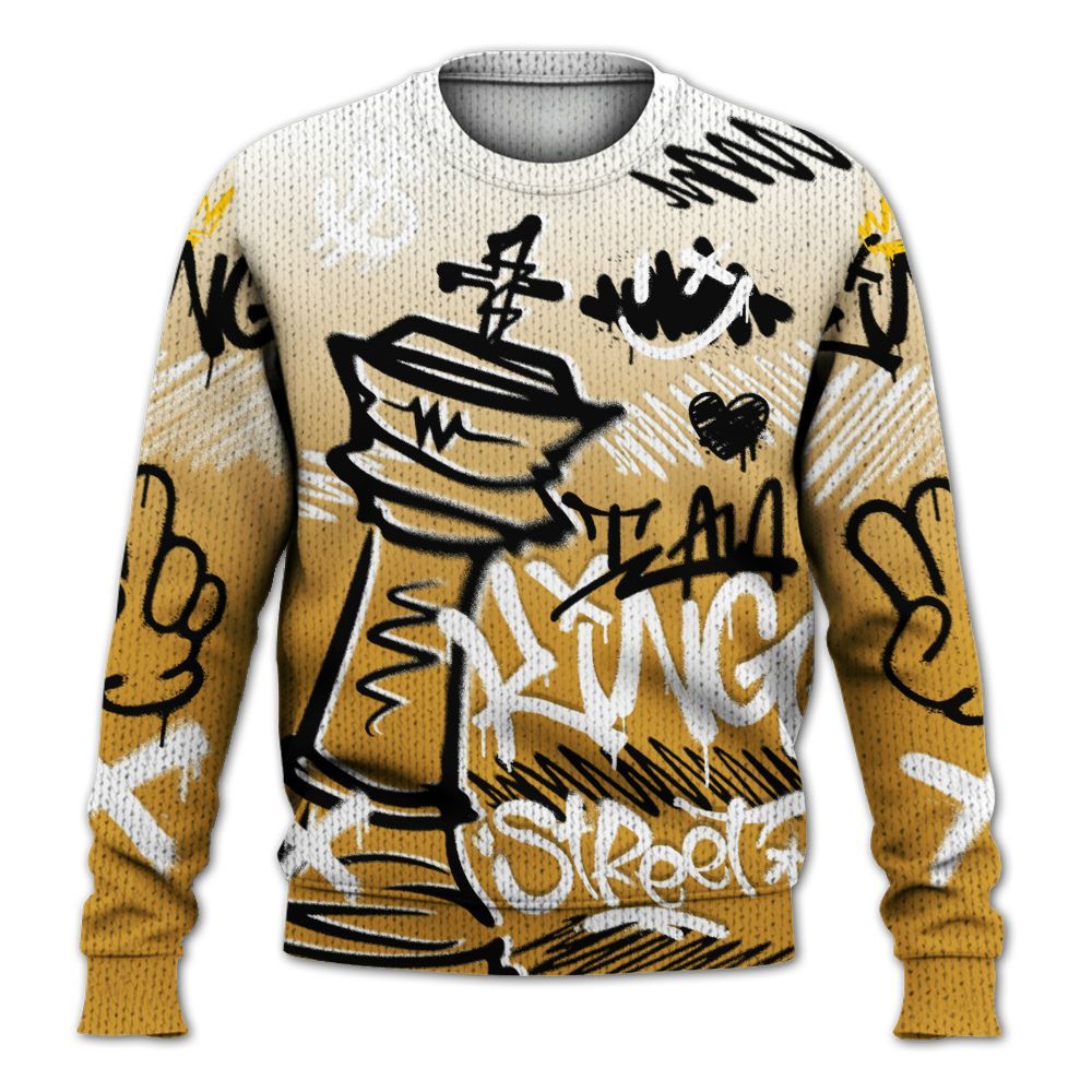 Knitted Sweater To Match Dunk Low Wheat Pale Ivory - Street King Chess Streetwear