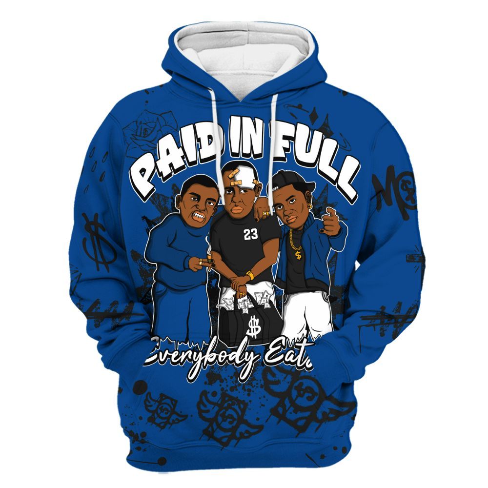 Hoodie To Match Low 85 Royal 1s - Everybody Paid In Full Crayon All Over Print