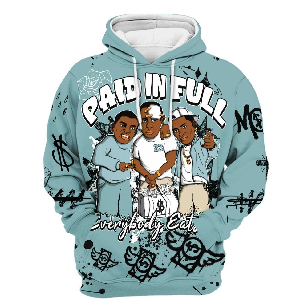 Hoodie To Match Dunk Low Glacier Blue Pale Ivory - Everybody Paid In Full Crayon All Over Print