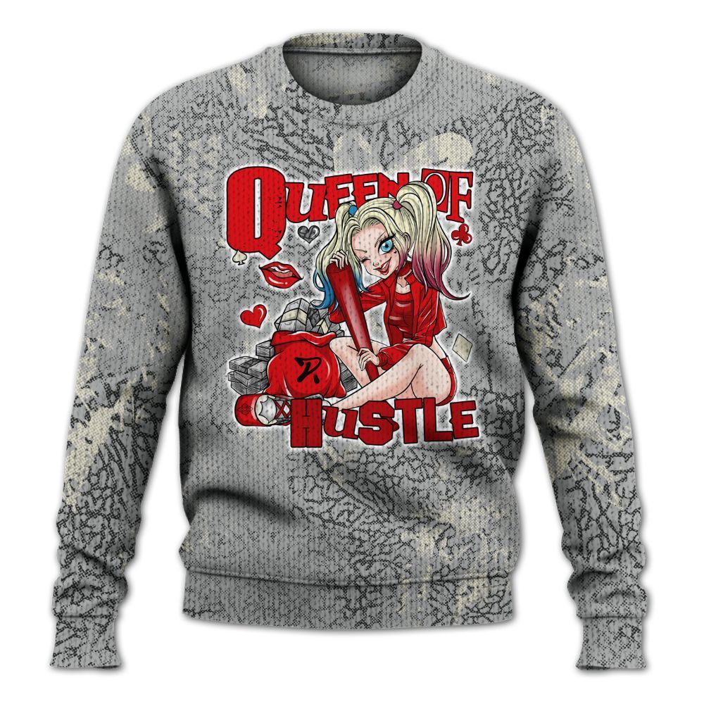 Knitted Sweater To Match Cement Grey 3s - Hustles Quiinn Heart Grunge