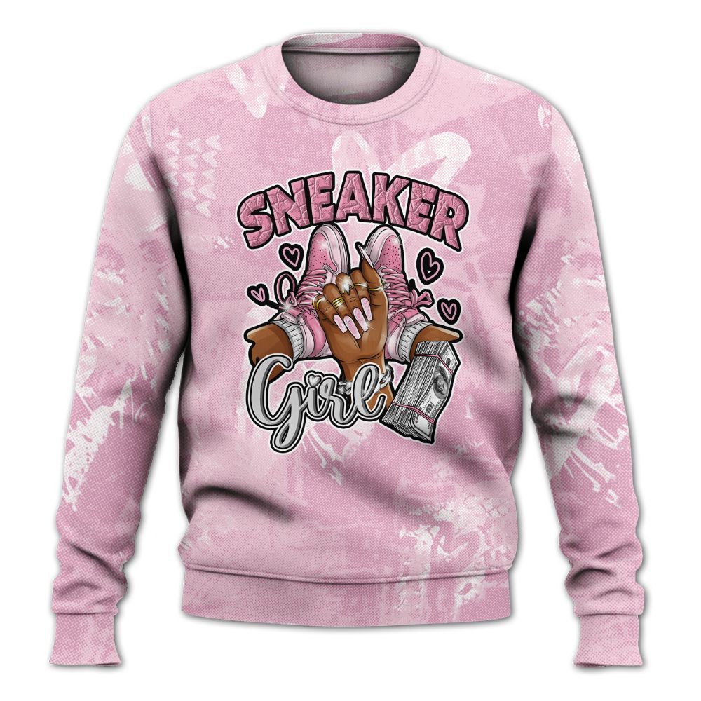 Sweatshirt To Match Orchid 4s - Sneakerz Girlz Heart Grunge All Over Print