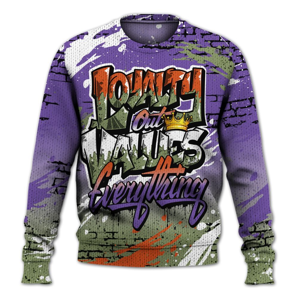 Knitted Sweater To Match Canyon Purple 4s - Values Of Loyalty Drip