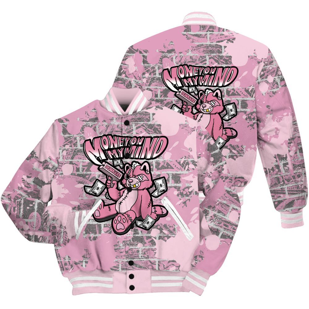 Varsity Jacket To Match Orchid 4s Shirt - Money On My Mind Raccoon Brick All Over Print