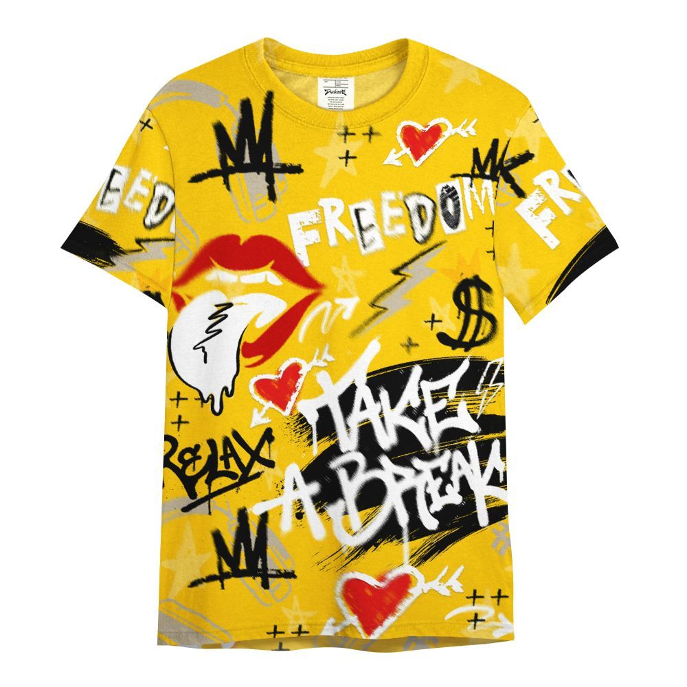 Shirt To Match Vivid Sulfur 4s - Take Break Freedom Graffiti Streetwear All Over Print