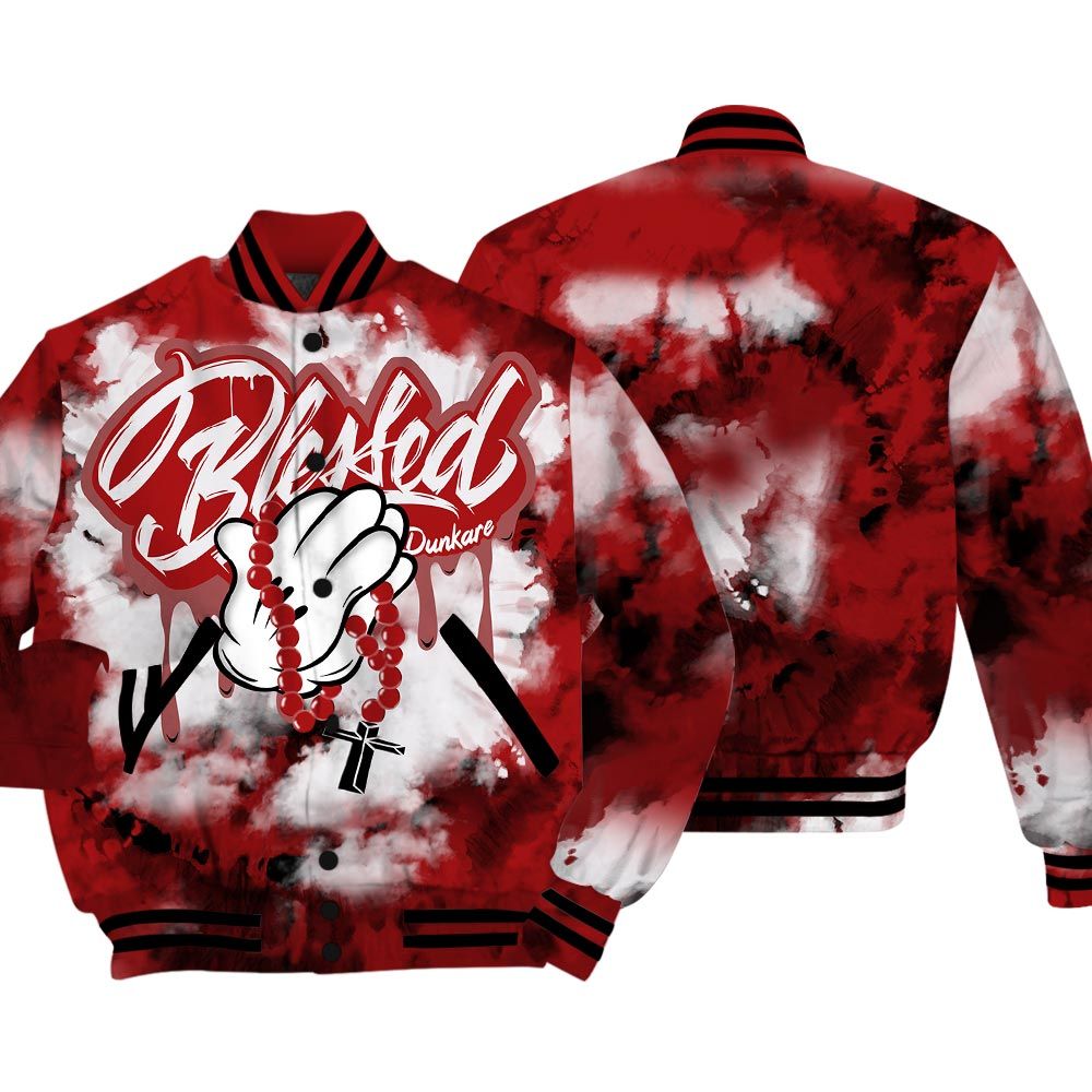 Varsity Jacket To Match Varsity Jacket God Blessed Dripping, 12 Red Taxi - To Match Sneaker Red Taxi 12s 2504 NCT