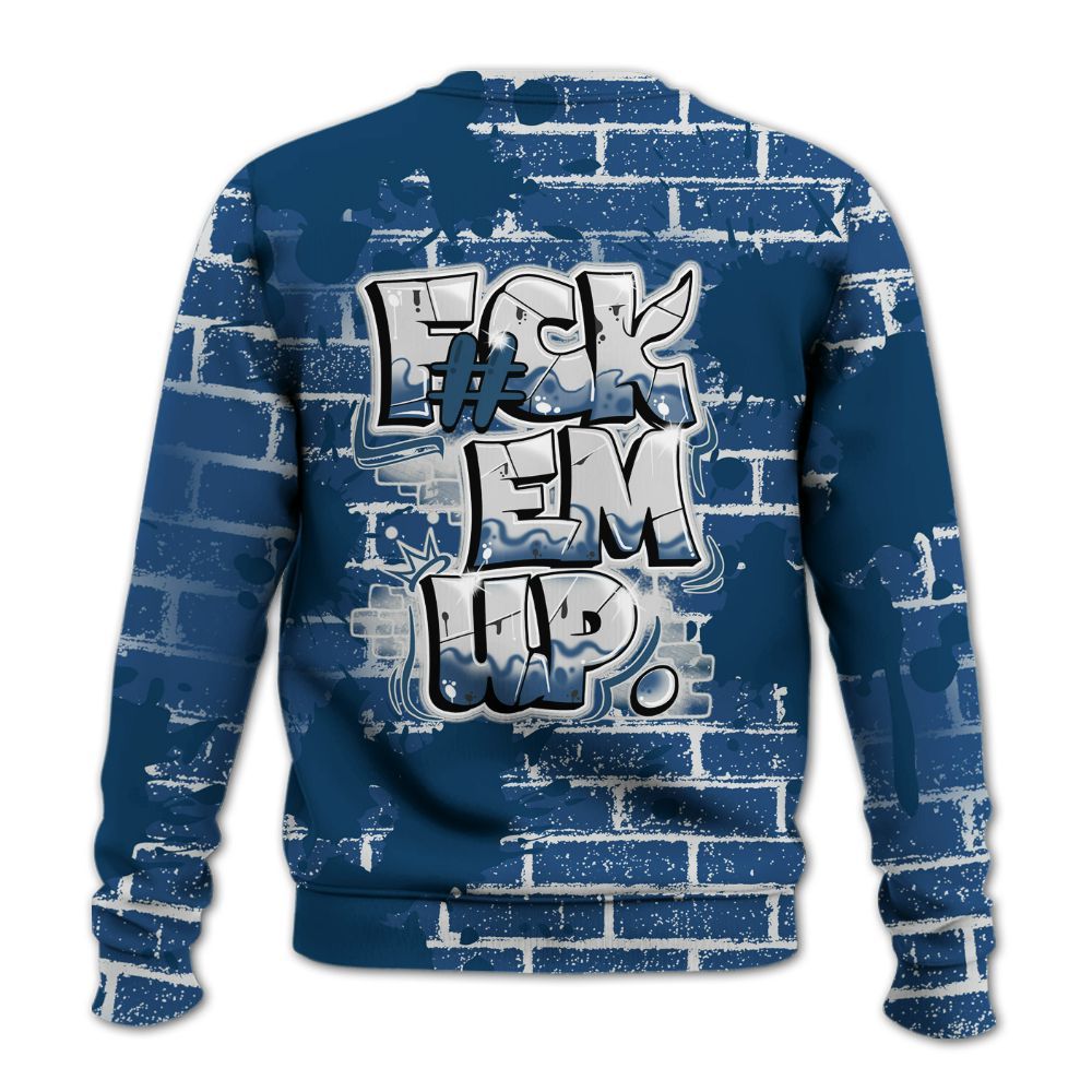 Sweatshirt To Match High OG Midnight Navy 1s - F#ck Em Graphic Brick Art All Over Print