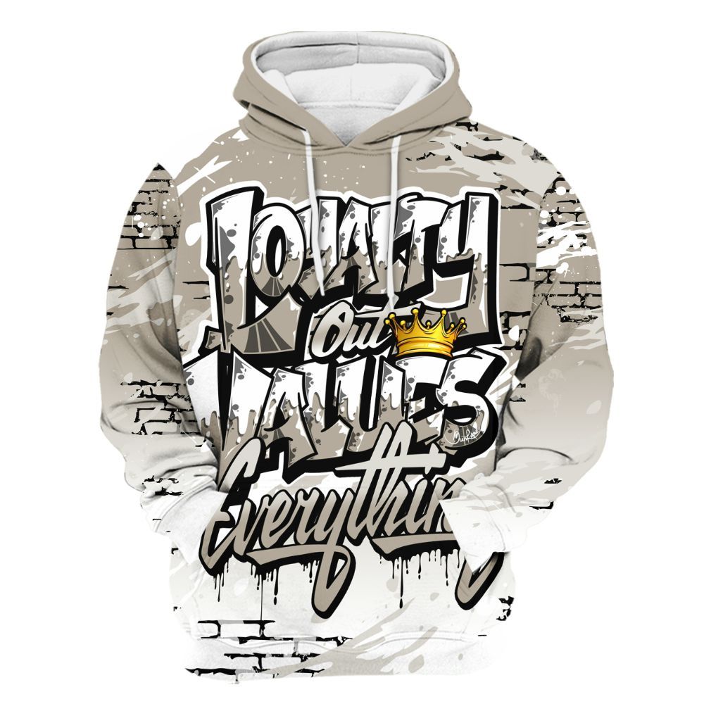 Hoodie To Match RM Light Bone 4s - Values Of Loyalty Drip All Over Print
