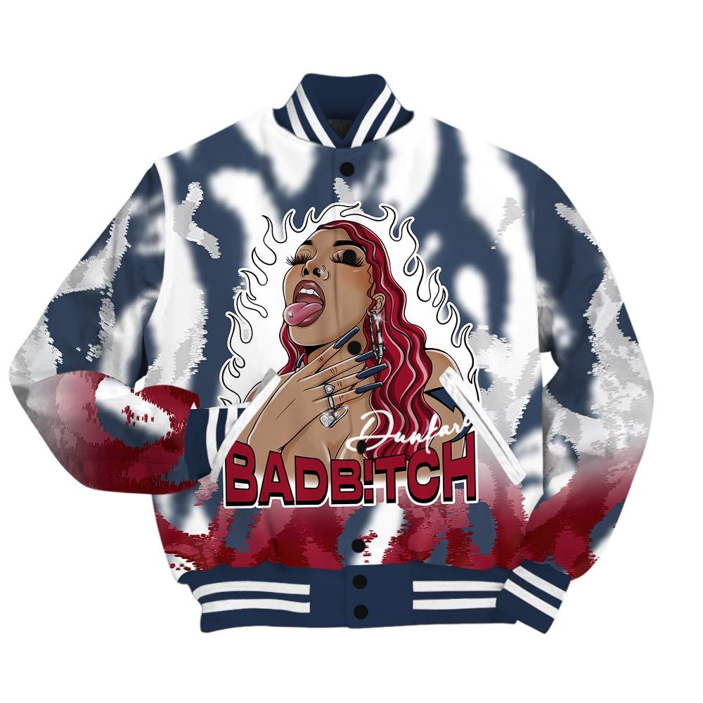 Varsity Jacket To Match Navy Blue 2024 6s - Bad B!tch Burn Varsity Jacket Unisex
