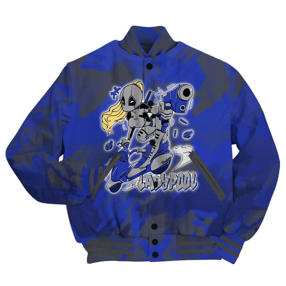 Varsity Jacket To Match Air Max Plus Black Racer Blue Shirt - Lady Pool Cartoon Abstract Halftone All Over Print