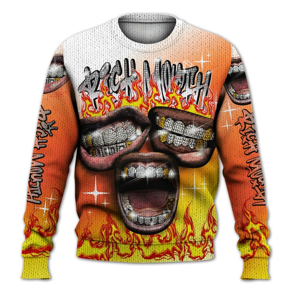 Knitted Sweater To Match Dunk High Candy Corn - Rich Mouth Fire Rap Retro 90s