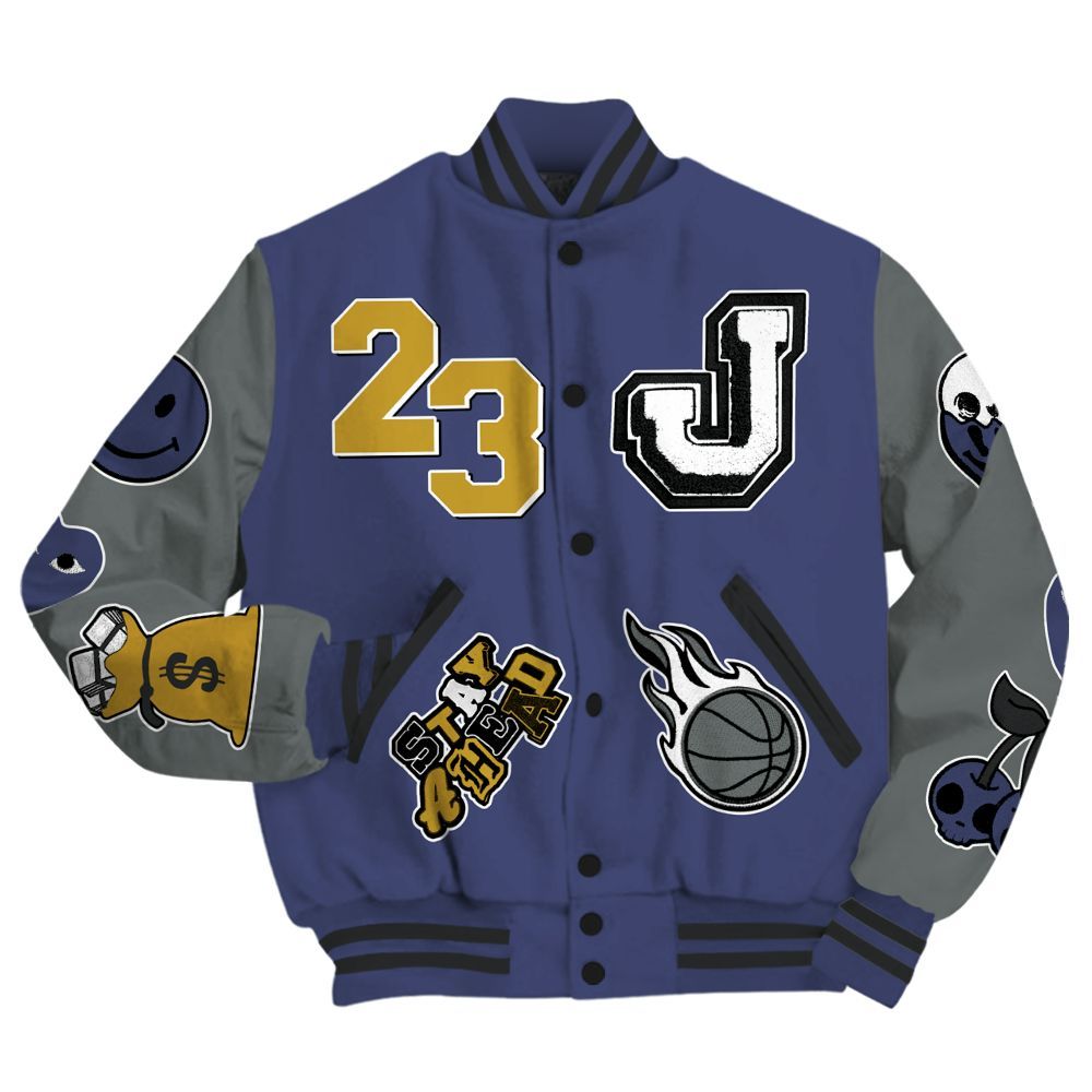 Varsity Jacket To Match Lakeshow 4s - Hustles Money Number 23 All Over Print