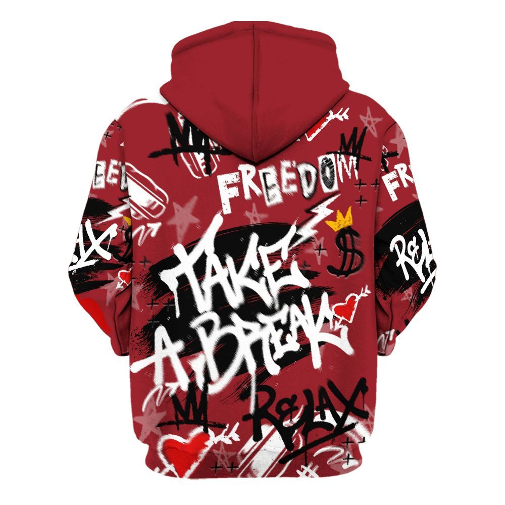 Hoodie To Match High Black Toe Reimagined 1s - Take Break Freedom Graffiti Streetwear All Over Print