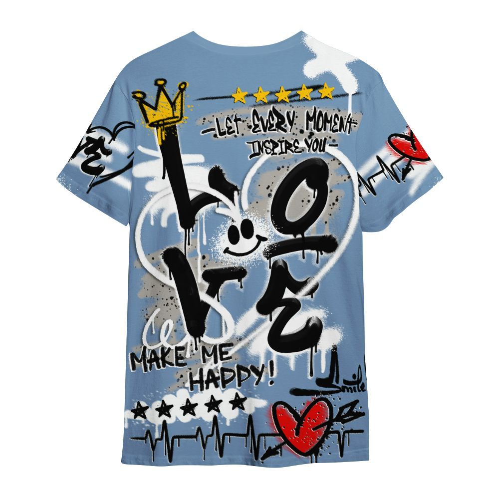 Shirt To Match University Blue 4s - Happy Love Beats Graffiti Streetwear All Over Print