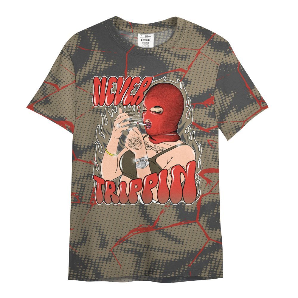 Shirt To Match Olive 9s - Ne'er Trippin' Unique Crack All Over Print