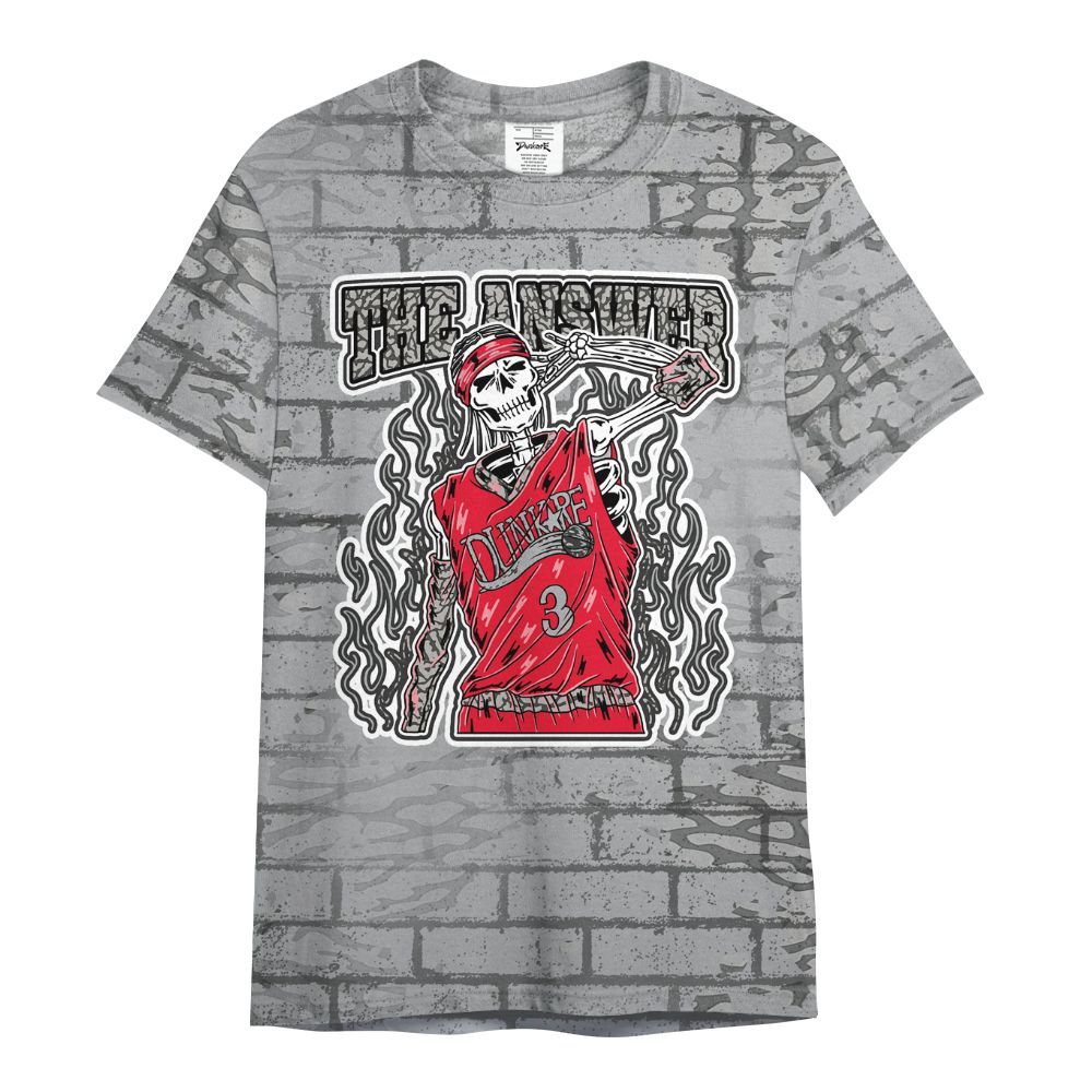 Shirt To Match Black Cement 3s - Allen Answer Skeleton Brick All Over Print